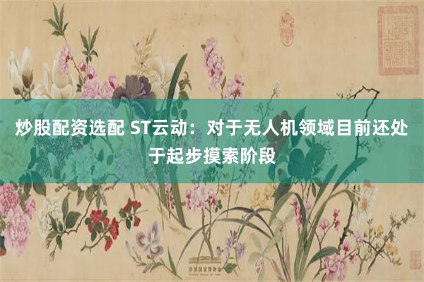 炒股配资选配 ST云动：对于无人机领域目前还处于起步摸索阶段