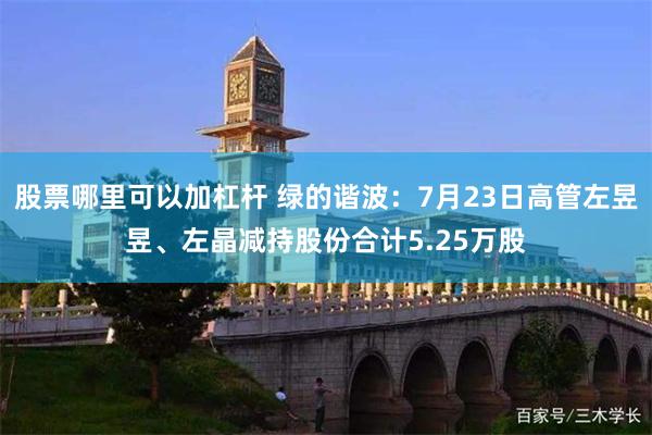 股票哪里可以加杠杆 绿的谐波：7月23日高管左昱昱、左晶减持股份合计5.25万股