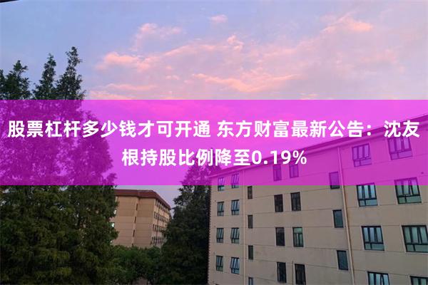 股票杠杆多少钱才可开通 东方财富最新公告：沈友根持股比例降至0.19%