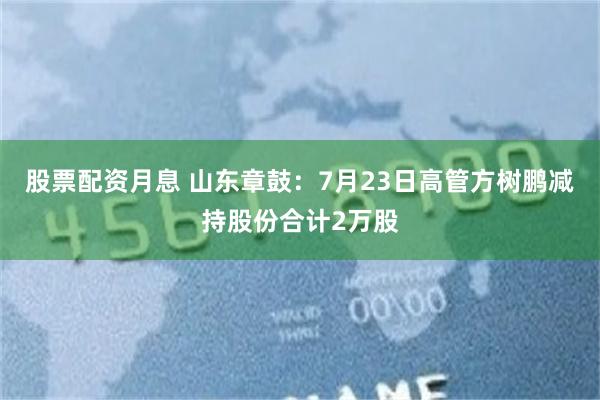 股票配资月息 山东章鼓：7月23日高管方树鹏减持股份合计2万股