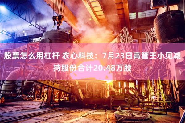 股票怎么用杠杆 农心科技：7月23日高管王小见减持股份合计20.48万股