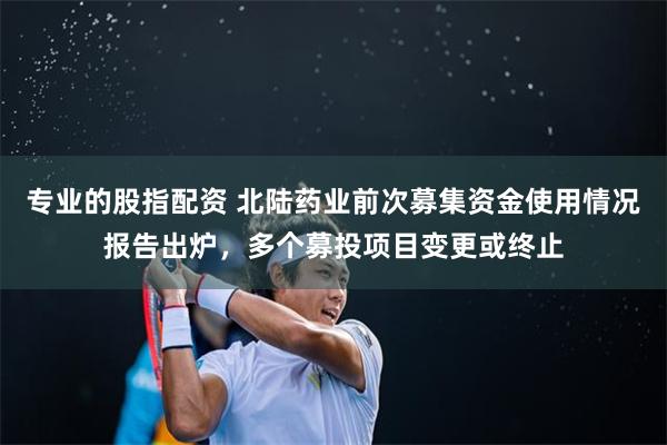 专业的股指配资 北陆药业前次募集资金使用情况报告出炉，多个募投项目变更或终止