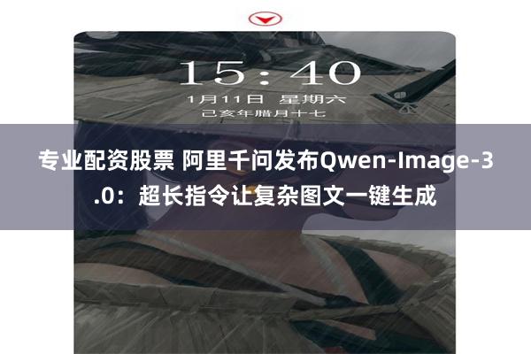 专业配资股票 阿里千问发布Qwen-Image-3.0：超长指令让复杂图文一键生成