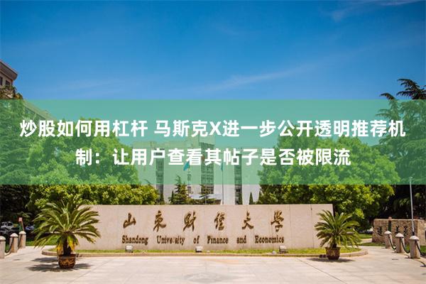 炒股如何用杠杆 马斯克X进一步公开透明推荐机制：让用户查看其帖子是否被限流