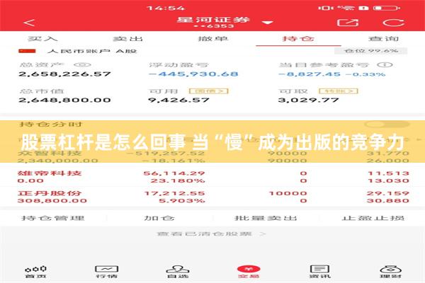 股票杠杆是怎么回事 当“慢”成为出版的竞争力
