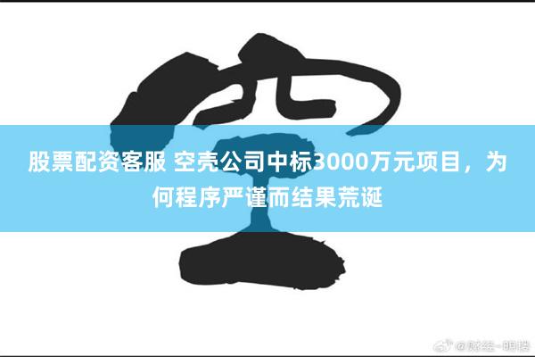 股票配资客服 空壳公司中标3000万元项目，为何程序严谨而结果荒诞